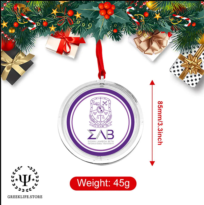 Sigma Lambda Beta Christmas Reversible Flat Round Ornament