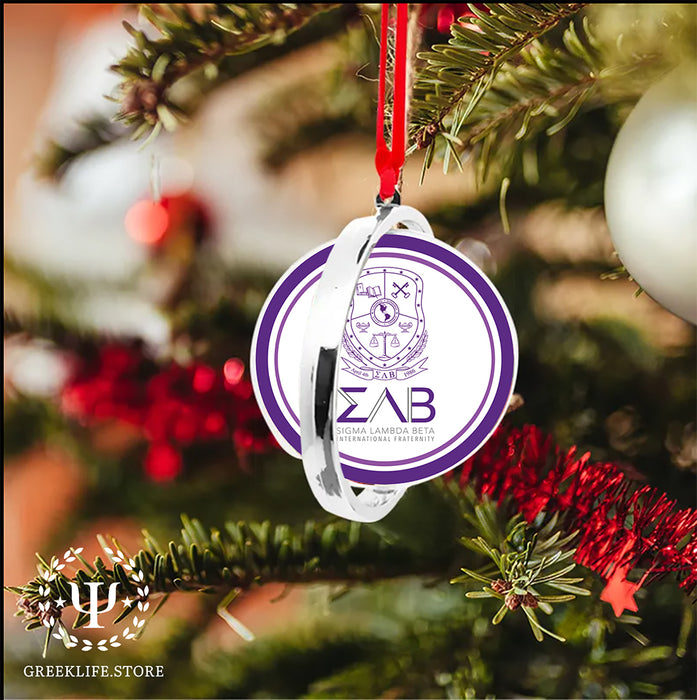 Sigma Lambda Beta Christmas Reversible Flat Round Ornament