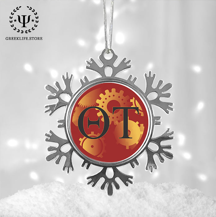 Theta Tau Christmas Ornament - Snowflake Metal