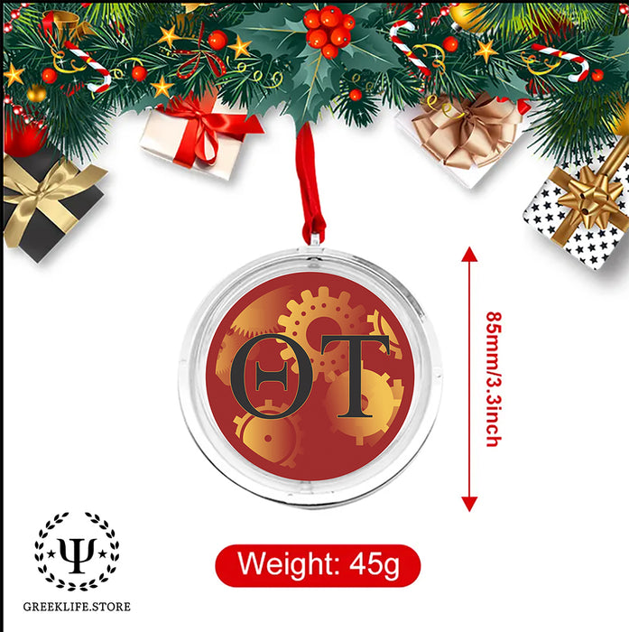 Theta Tau Christmas Reversible Flat Round Ornament