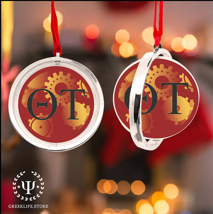 Theta Tau Christmas Reversible Flat Round Ornament