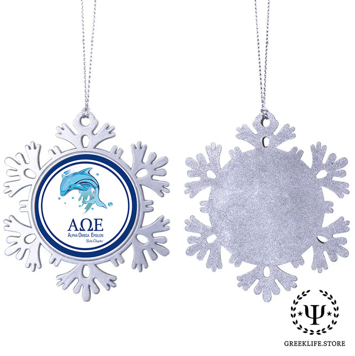 Alpha Omega Epsilon Christmas Ornament - Snowflake Metal