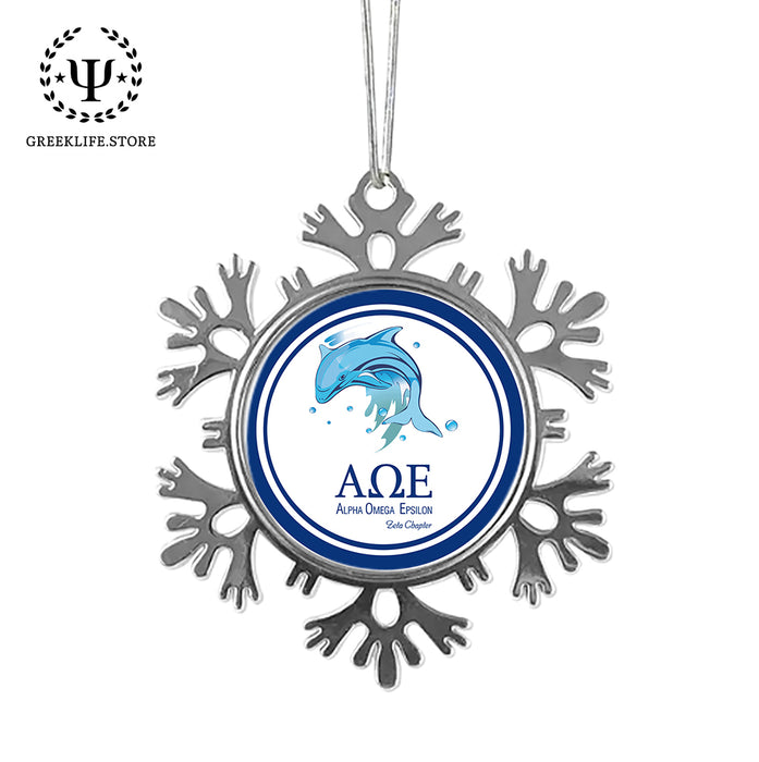 Alpha Omega Epsilon Christmas Ornament - Snowflake Metal