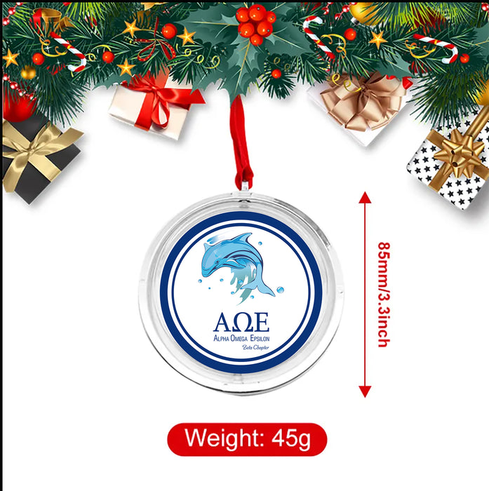 Alpha Omega Epsilon Christmas Reversible Flat Round Ornament