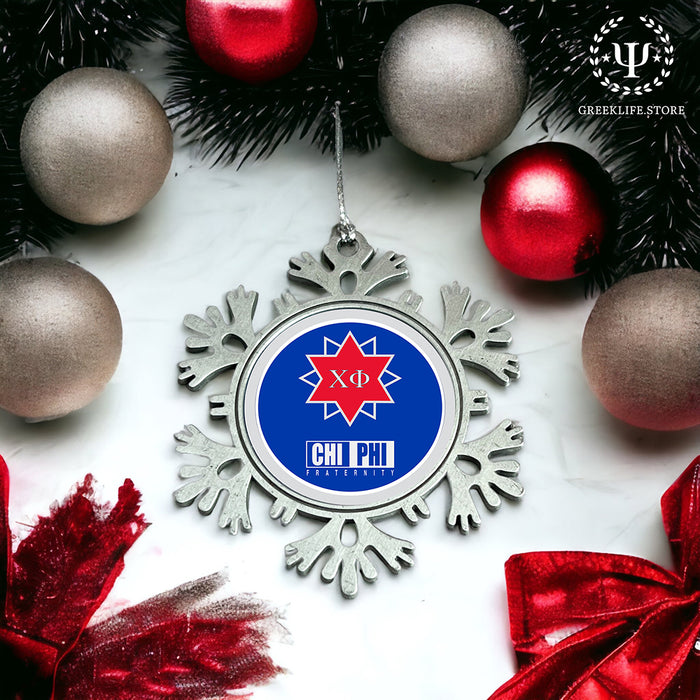 Chi Phi Christmas Ornament - Snowflake Metal