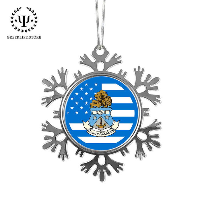 Alpha Delta Pi Christmas Ornament - Snowflake Metal