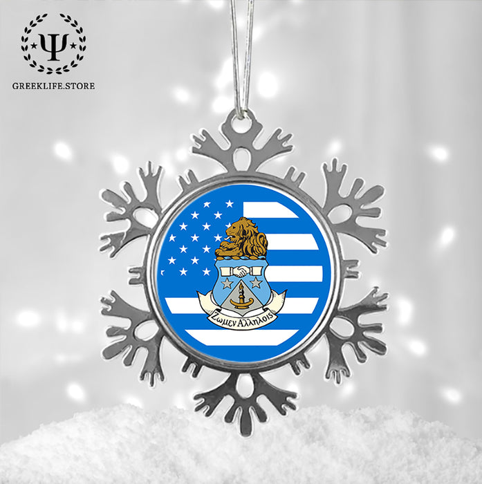 Alpha Delta Pi Christmas Ornament - Snowflake Metal