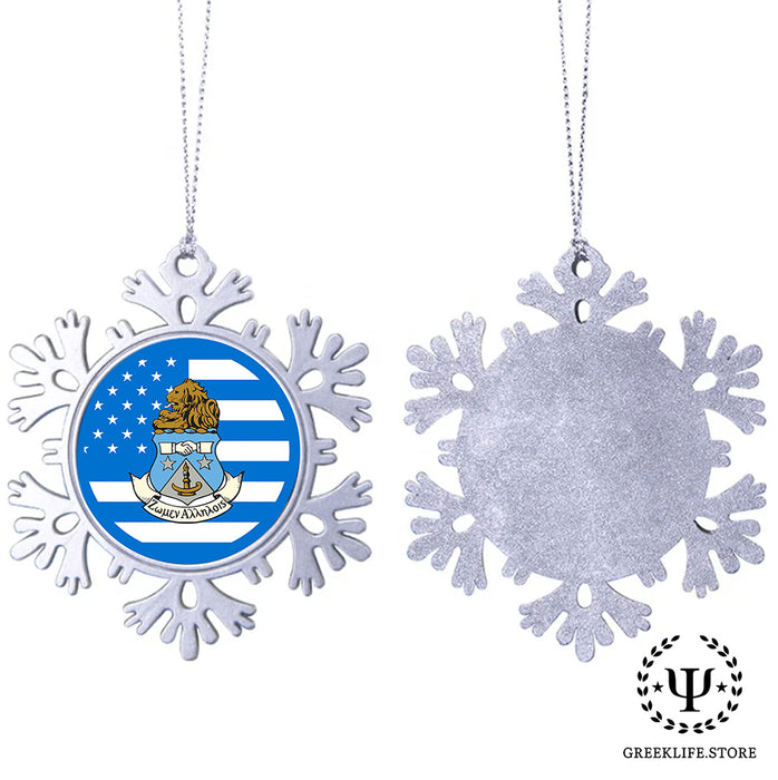 Alpha Delta Pi Christmas Ornament - Snowflake Metal