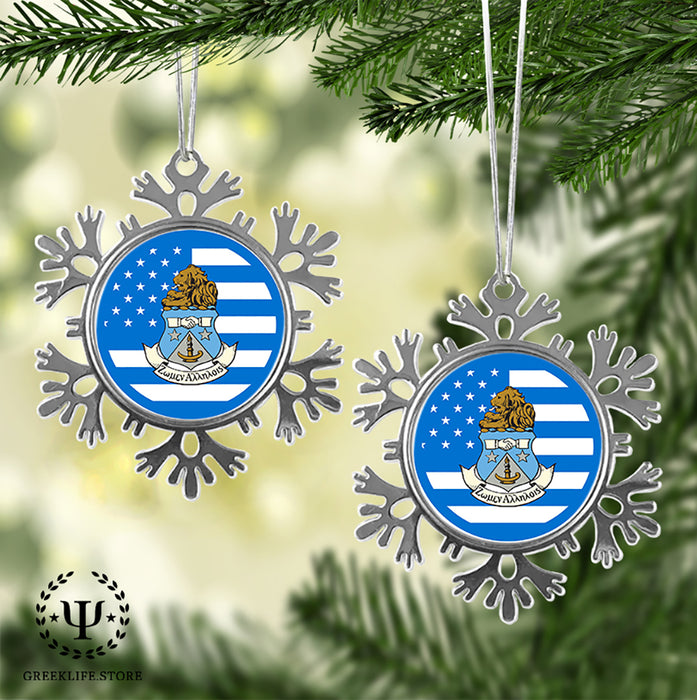 Alpha Delta Pi Christmas Ornament - Snowflake Metal
