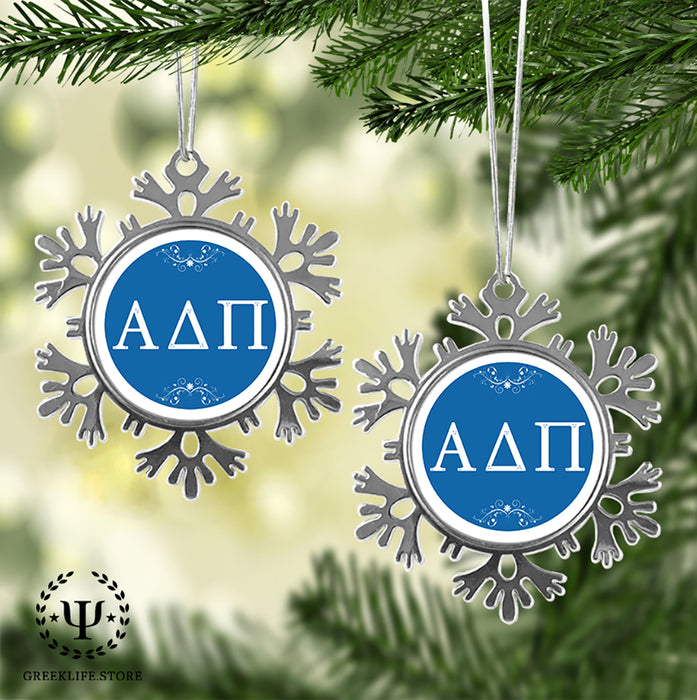 Alpha Delta Pi Christmas Ornament - Snowflake Metal