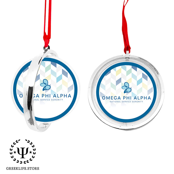 Omega Phi Alpha Christmas Reversible Flat Round Ornament