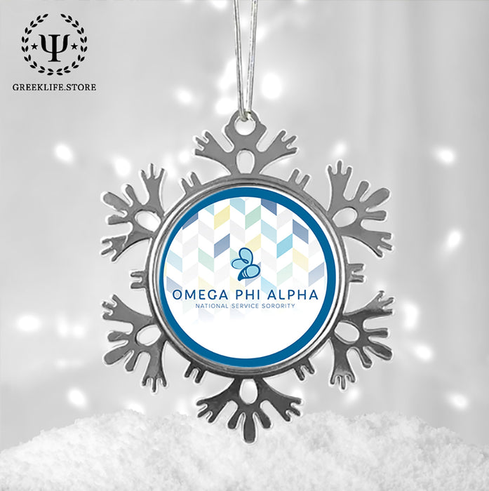 Omega Phi Alpha Christmas Ornament - Snowflake Metal