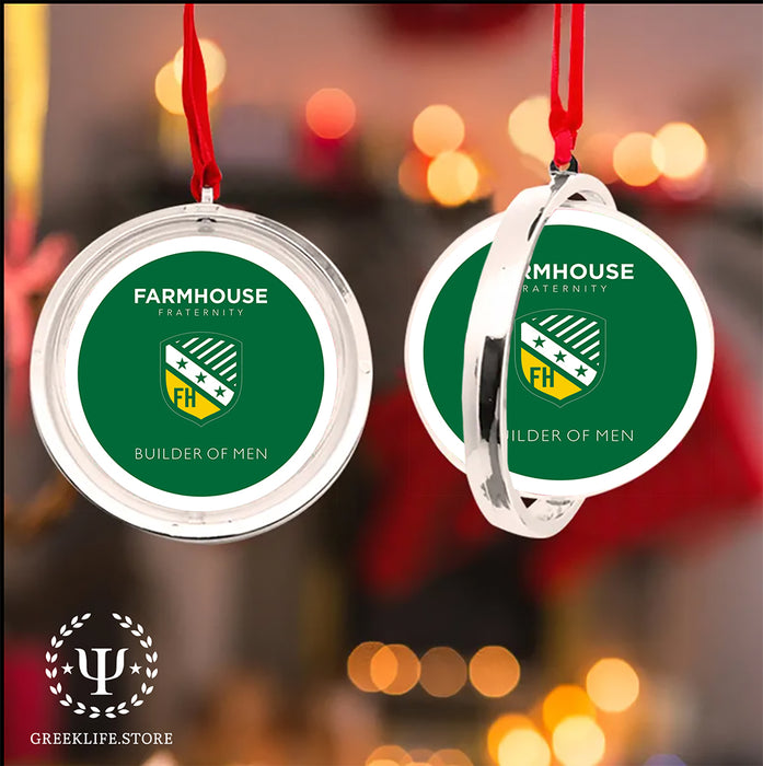 FarmHouse Christmas Ornament Reversible Flat Round Ornament