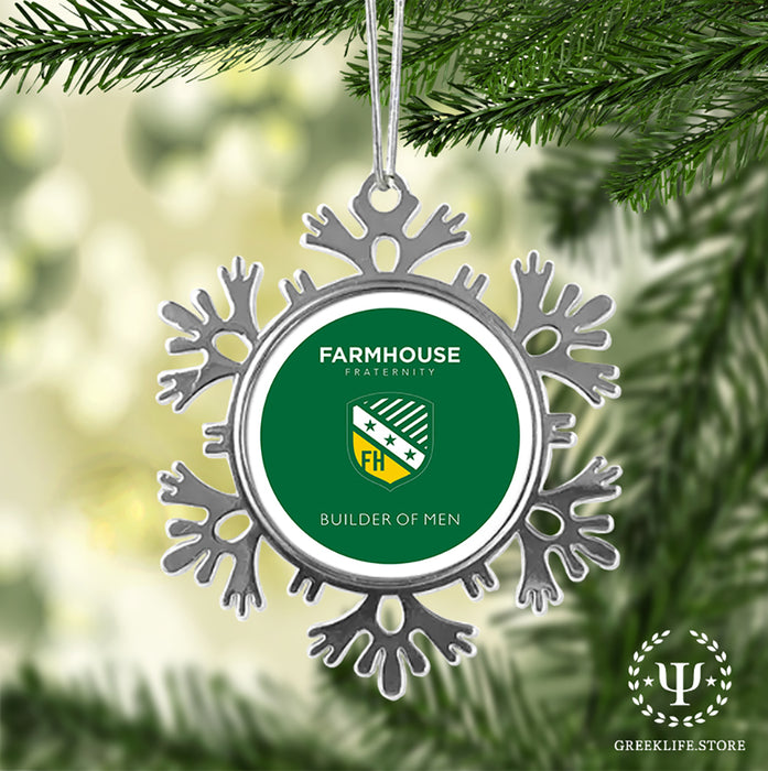 FarmHouse Christmas Ornament - Snowflake Metal