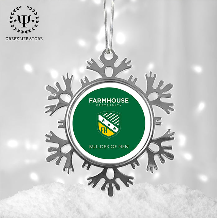 FarmHouse Christmas Ornament - Snowflake Metal