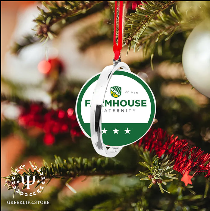 FarmHouse Christmas Ornament Reversible Flat Round Ornament