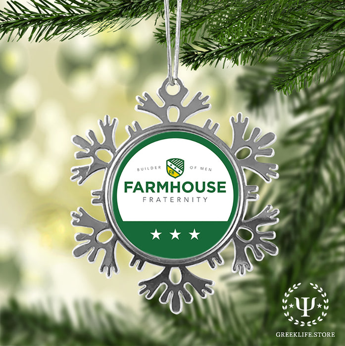 FarmHouse Christmas Ornament - Snowflake Metal