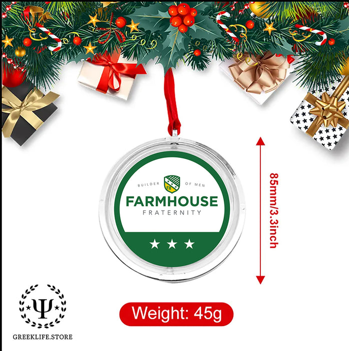 FarmHouse Christmas Ornament Reversible Flat Round Ornament
