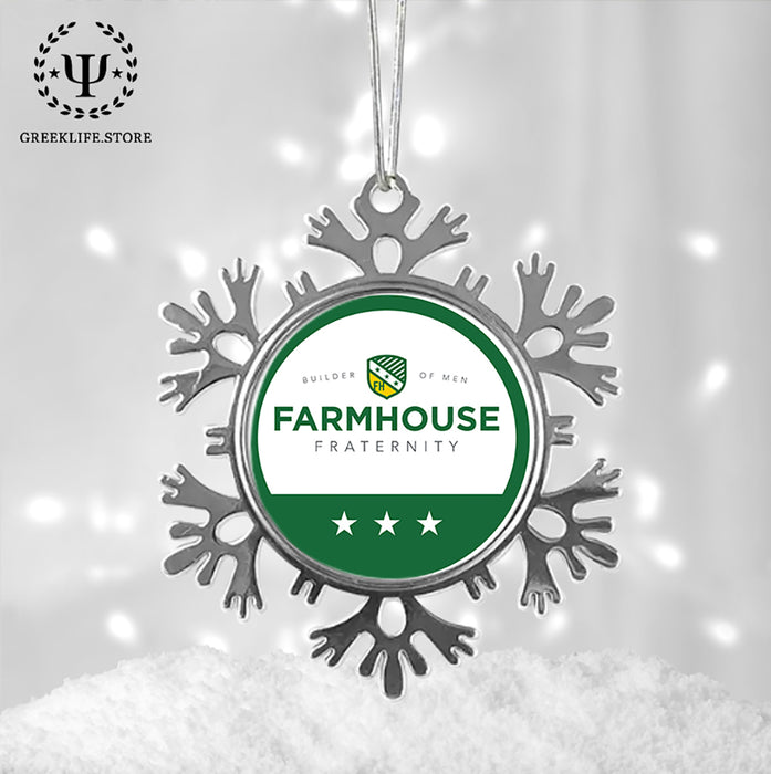 FarmHouse Christmas Ornament - Snowflake Metal