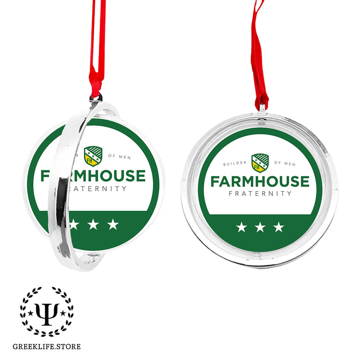 FarmHouse Christmas Ornament Reversible Flat Round Ornament