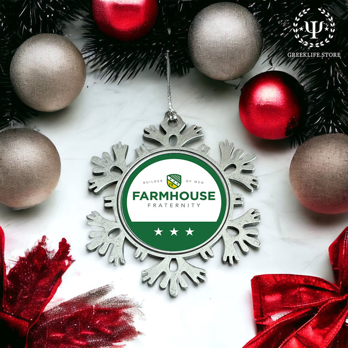 FarmHouse Christmas Ornament - Snowflake Metal