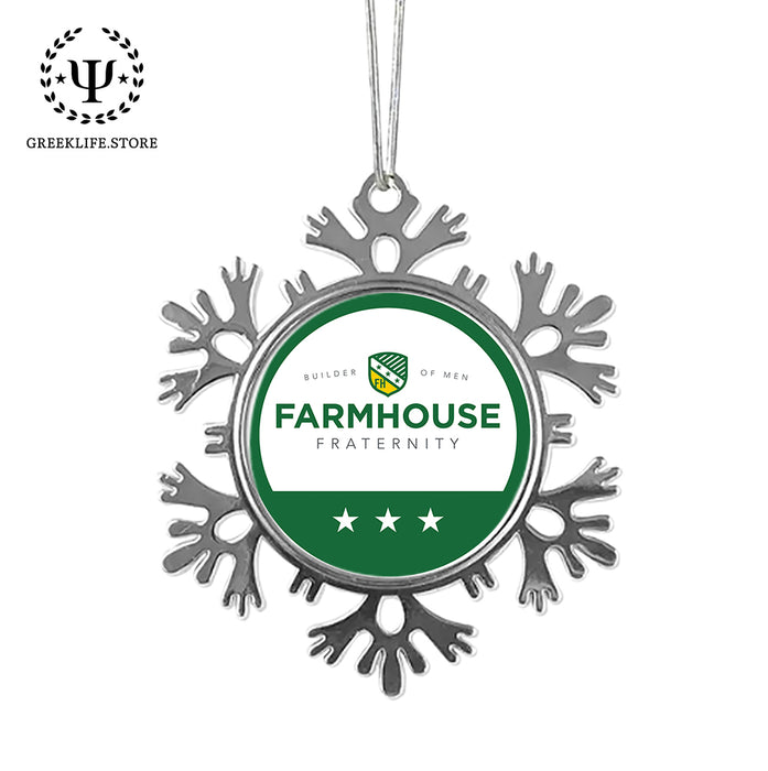 FarmHouse Christmas Ornament - Snowflake Metal