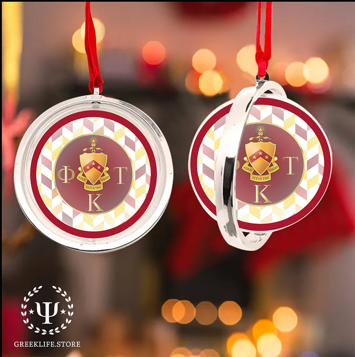 Phi Kappa Tau Christmas Reversible Flat Round Ornament