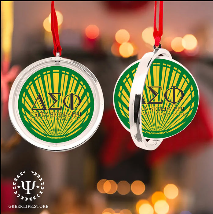 Delta Sigma Phi Christmas Reversible Flat Round Ornament