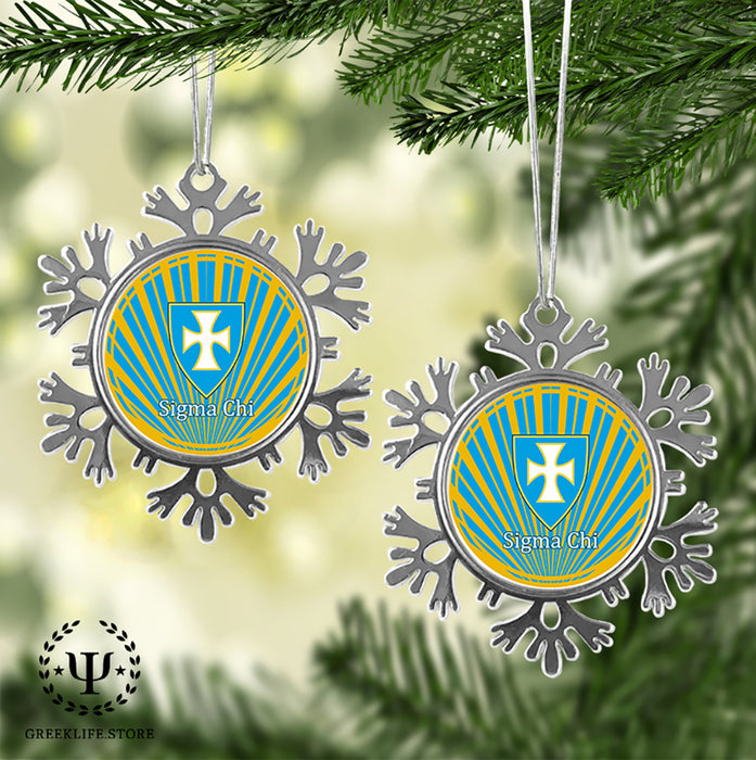 Sigma Chi Christmas Ornament - Snowflake Metal