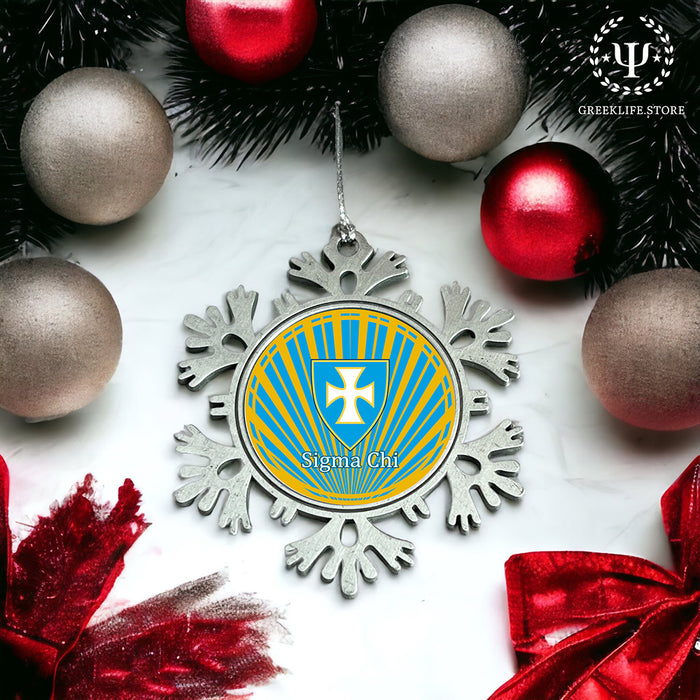 Sigma Chi Christmas Ornament - Snowflake Metal