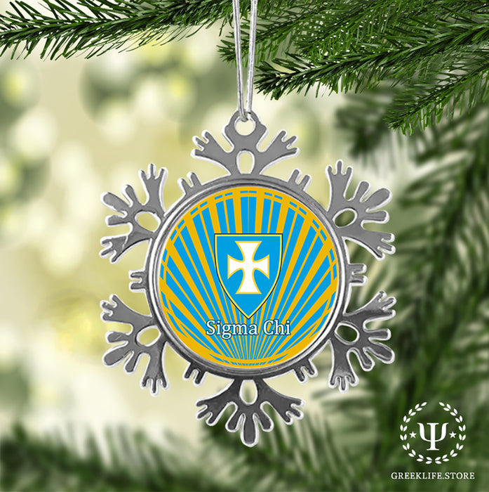 Sigma Chi Christmas Ornament - Snowflake Metal