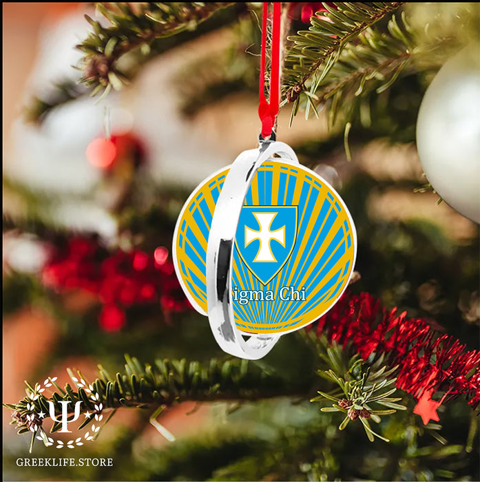 Sigma Chi Christmas Reversible Flat Round Ornament