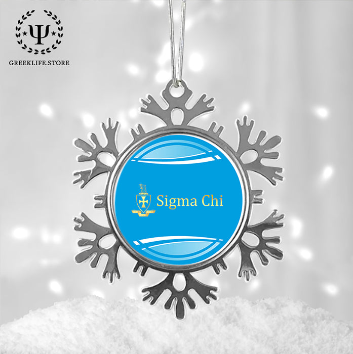 Sigma Chi Christmas Ornament - Snowflake Metal