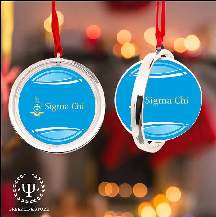 Sigma Chi Christmas Reversible Flat Round Ornament