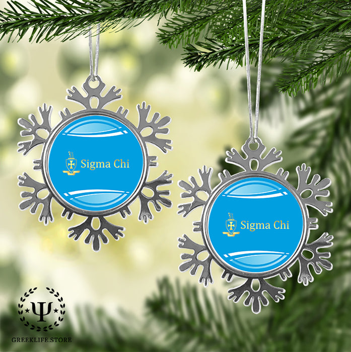 Sigma Chi Christmas Ornament - Snowflake Metal