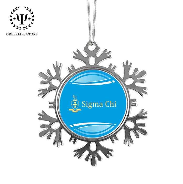 Sigma Chi Christmas Ornament - Snowflake Metal