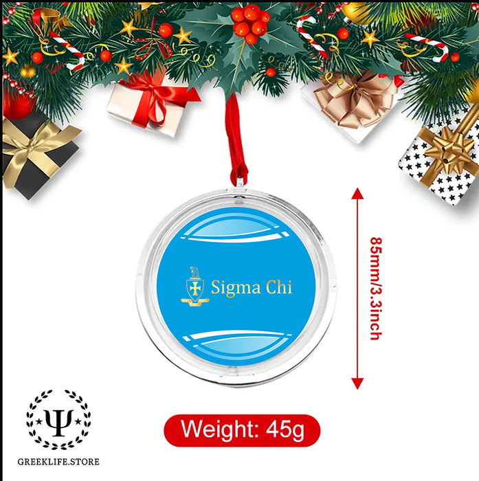 Sigma Chi Christmas Reversible Flat Round Ornament