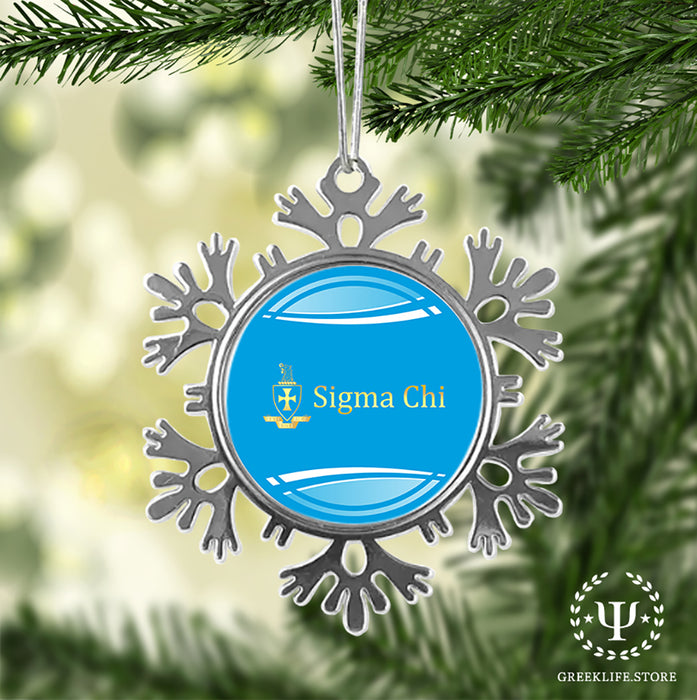 Sigma Chi Christmas Ornament - Snowflake Metal