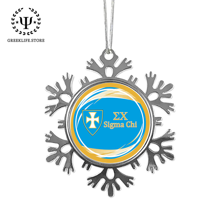 Sigma Chi Christmas Ornament - Snowflake Metal