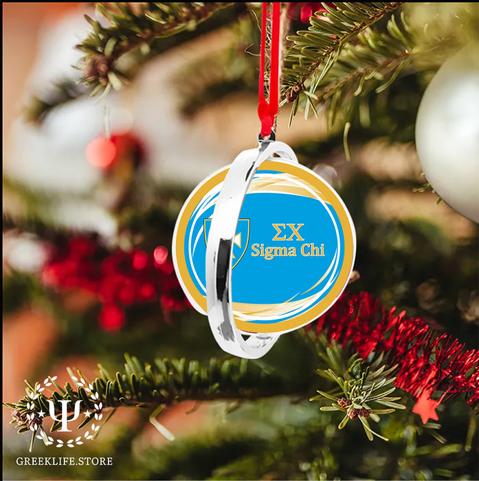 Sigma Chi Christmas Reversible Flat Round Ornament