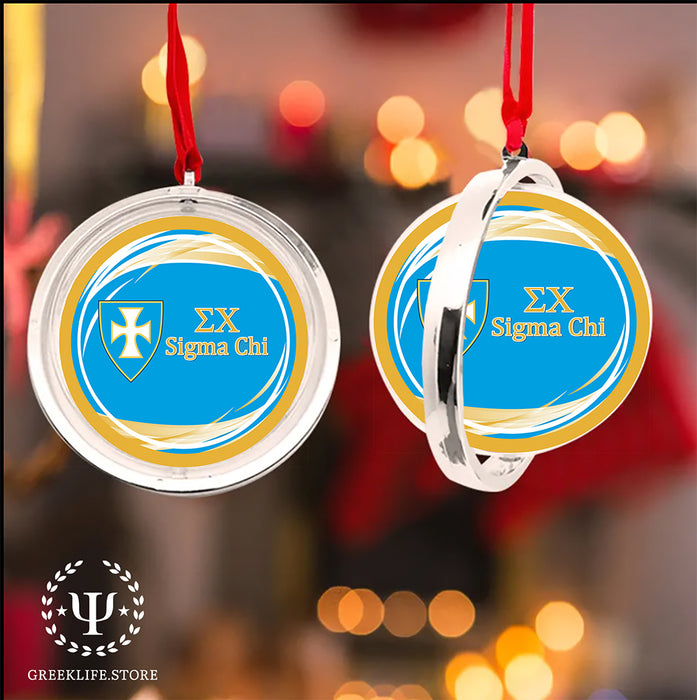 Sigma Chi Christmas Reversible Flat Round Ornament