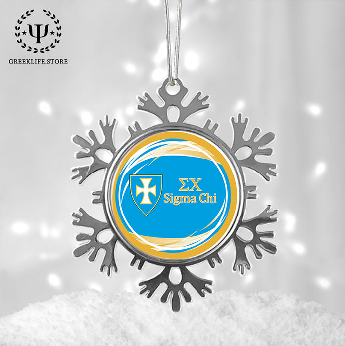Sigma Chi Christmas Ornament - Snowflake Metal