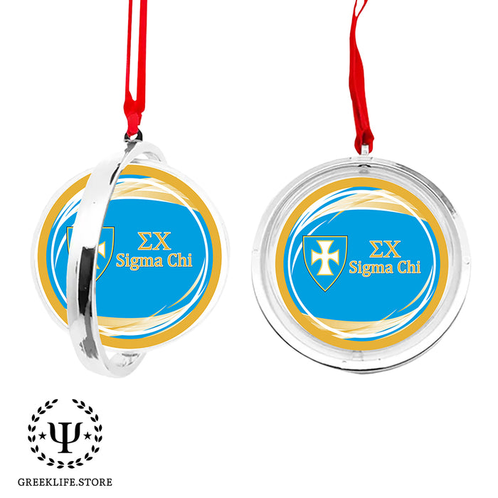 Sigma Chi Christmas Reversible Flat Round Ornament