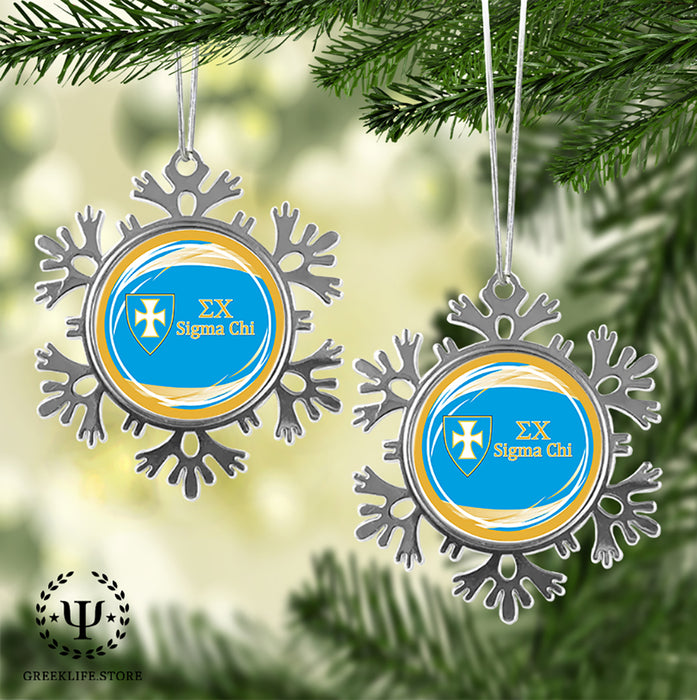 Sigma Chi Christmas Ornament - Snowflake Metal