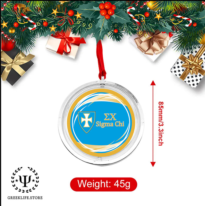 Sigma Chi Christmas Reversible Flat Round Ornament
