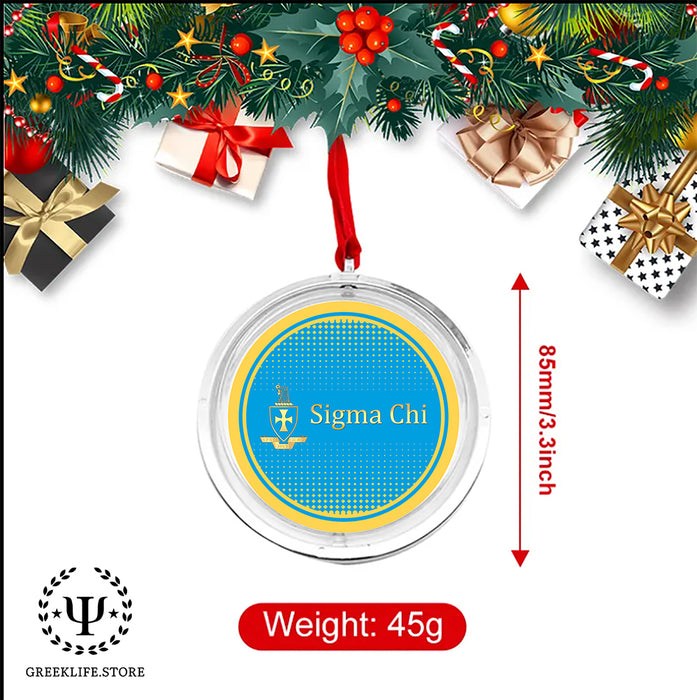 Sigma Chi Christmas Reversible Flat Round Ornament