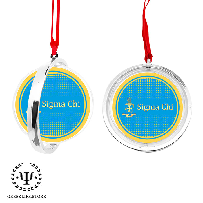 Sigma Chi Christmas Reversible Flat Round Ornament
