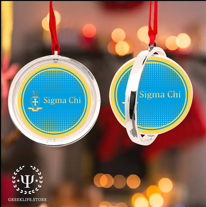 Sigma Chi Christmas Reversible Flat Round Ornament