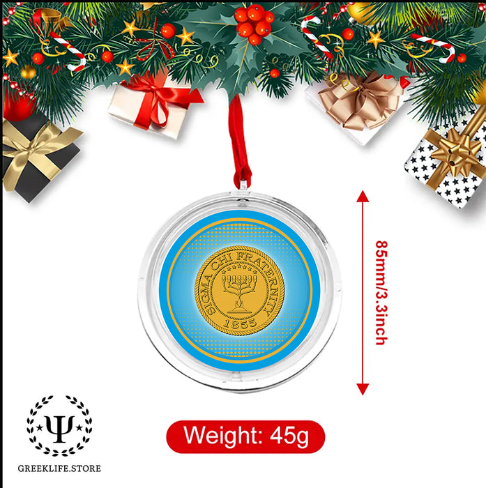 Sigma Chi Christmas Reversible Flat Round Ornament