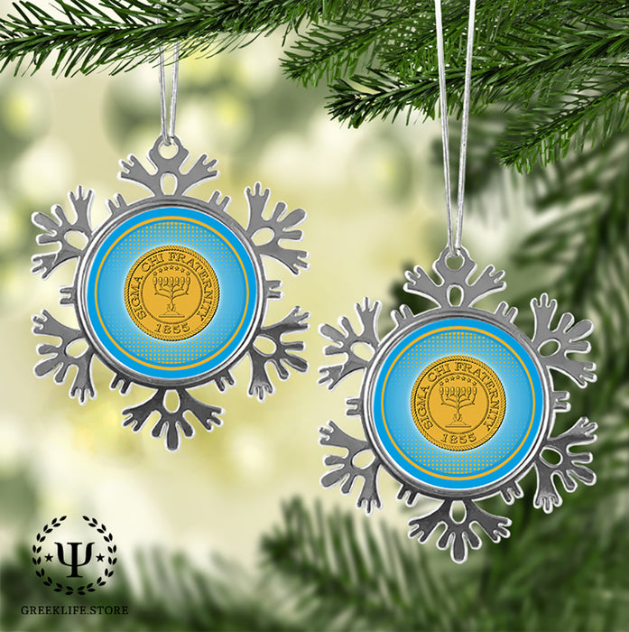 Sigma Chi Christmas Ornament - Snowflake Metal